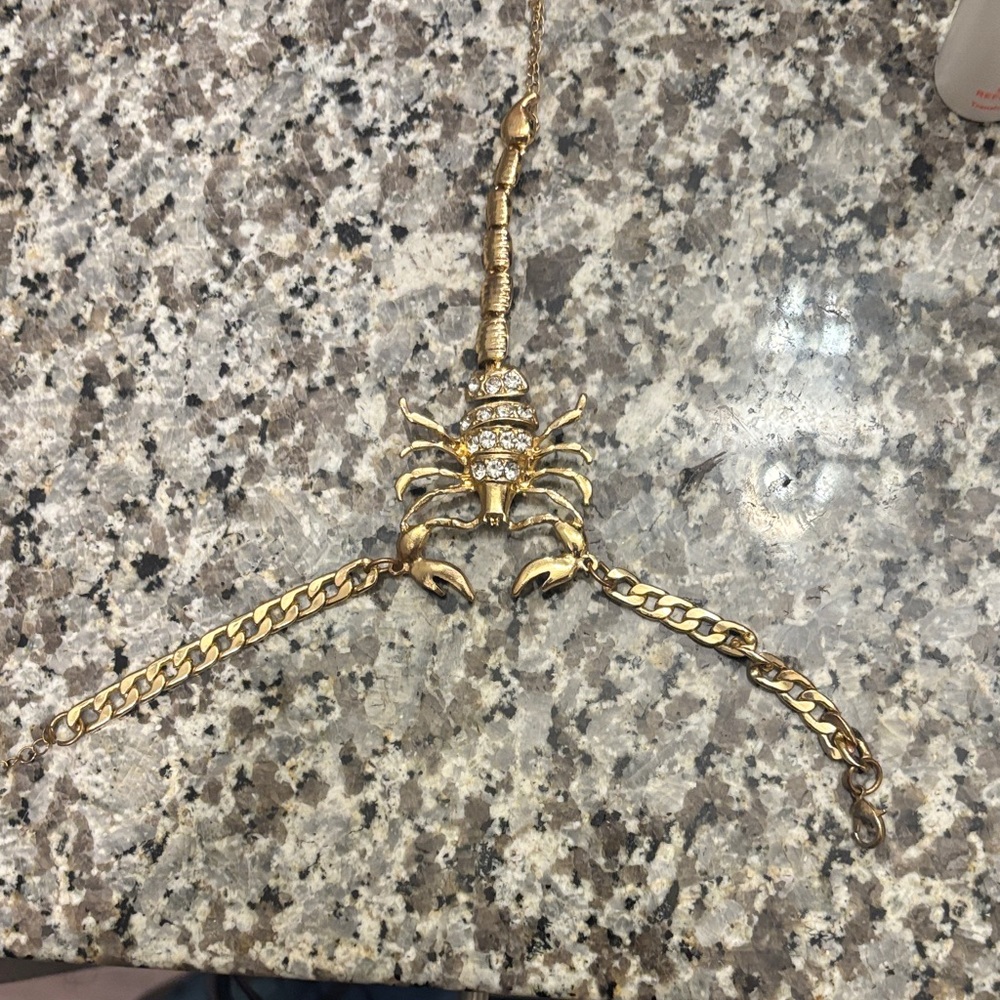Gold Scorpion foot bracelet with Rhinestones